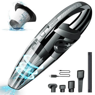 Пылесос аккумуляторный для автомобиля Car vacuum cleaner R-6053 80Вт беспроводной автомобильный с 5 насадками