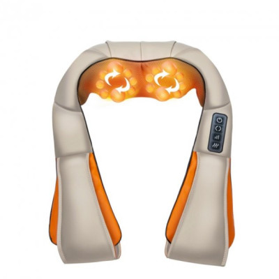 Массажер роликовый Massager of neck kneading Shiatsu для шеи, спины и всего тела с подогревом бежевый