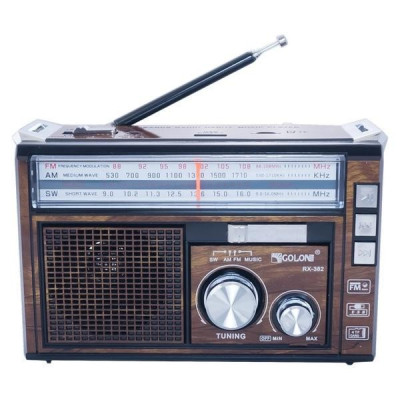 Радіоприймач Golon RX-382 з mp3 та ліхтариком коричневий