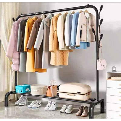 Стойка вешалка для одежды и обуви Loft Organizer TW-603 напольная стальная с полкой и 8 крючками Black