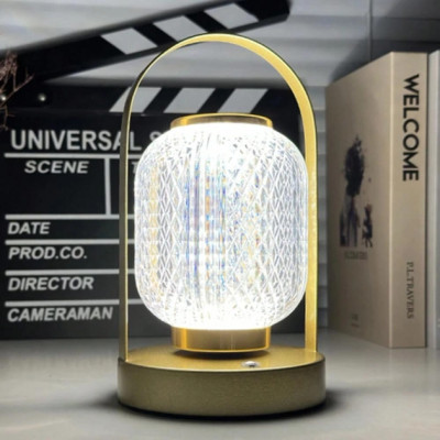 Настольная лампа ночник светильник аккумуляторный D24 gold сенсорный 3 цвета свечения