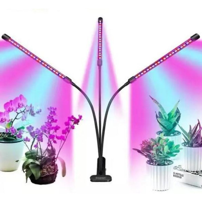 Фитолампа светодиодная LED Plant Grow Light на 3 лампы для роста растений на прищепке фитосветильник для комнатных цветов, рассады