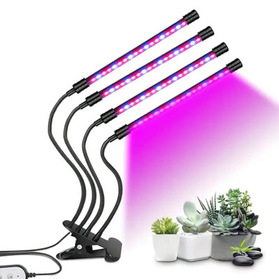 Фитолампа светодиодная LED Plant Grow Light на 4 лампы для роста растений на прищепке фитосветильник для комнатных цветов, рассады