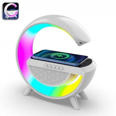 Настольная смарт лампа ночник BT-2301 RGB Rainbow Light-Wireless с Bluetooth колонкой беспроводная зарядка white