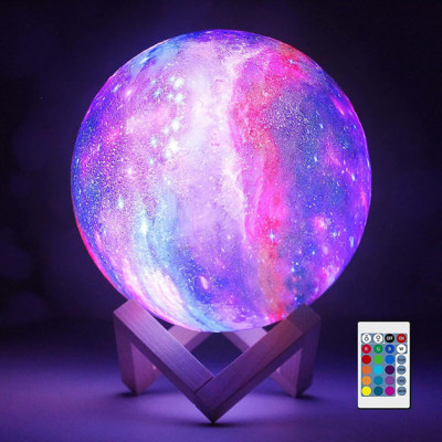 Ночник настольный Galaxy Magic 3D RGB moon light шар аккумуляторный детский