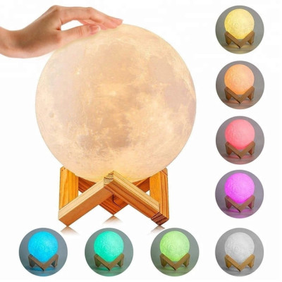 Ночник светильник увлажнитель воздуха 3D Луна Moon RGB 13 см
