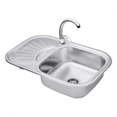 Кухонная мойка KRONER (KRP) Dekor - 7549 (0.8 мм) + смеситель для кухни Agua Leon - C032