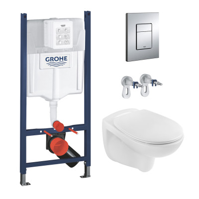 Инсталляция Grohe Rapid Sl 3 В 1 3884966Q + Унитаз Безободковый Kroner Oker Whi533536 Rimless С Сиденьем Slim Duroplast Soft Close Quick Relase Ko533536Whir (3884966Ko533536)