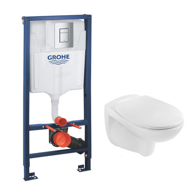 Инсталляция Grohe Rapid Sl 3 В 1 38772001 + Унитаз Безободковый Kroner Oker Whi533536 Rimless С Сиденьем Slim Duroplast Soft Close Quick Relase Ko533536Whir (38772001Ko533536)