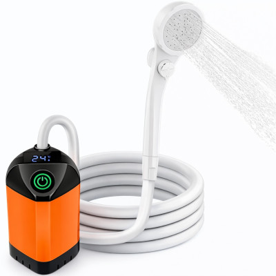 Душ портативный Camping Shower Set от USB кемпинговый с помпой аккумуляторный оранжево-чёрный