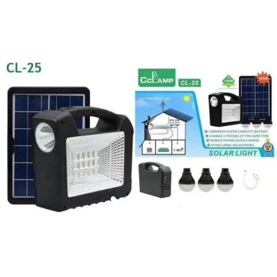 Фонарь Gd-Lite / CCLamp CL-25 150W с солнечной панелью, 3 лампочки, повербанк