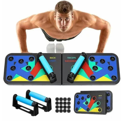 Доска упоры для отжиманий foldable push up board Jt-006 14 в 1 универсальный переносной портативный тренажер платформа