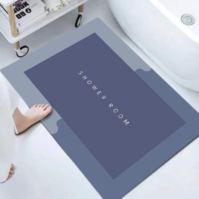 Коврик для ванной комнаты Shower Room влаговпитывающий нескользящий ковер суперпоглощающий, диатомитовый 60х40 см синий