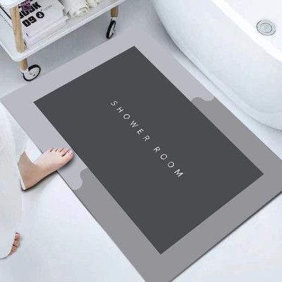 Коврик для ванной комнаты Shower Room влаговпитывающий нескользящий ковер суперпоглощающий, диатомитовый 80х50 см серый